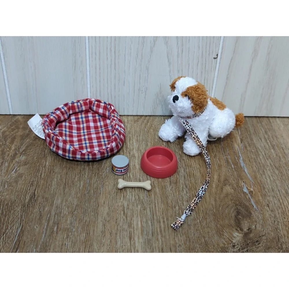 Battat Our Generation doll's plush Shih Tzu brown white‎ puppy dog bed set READ